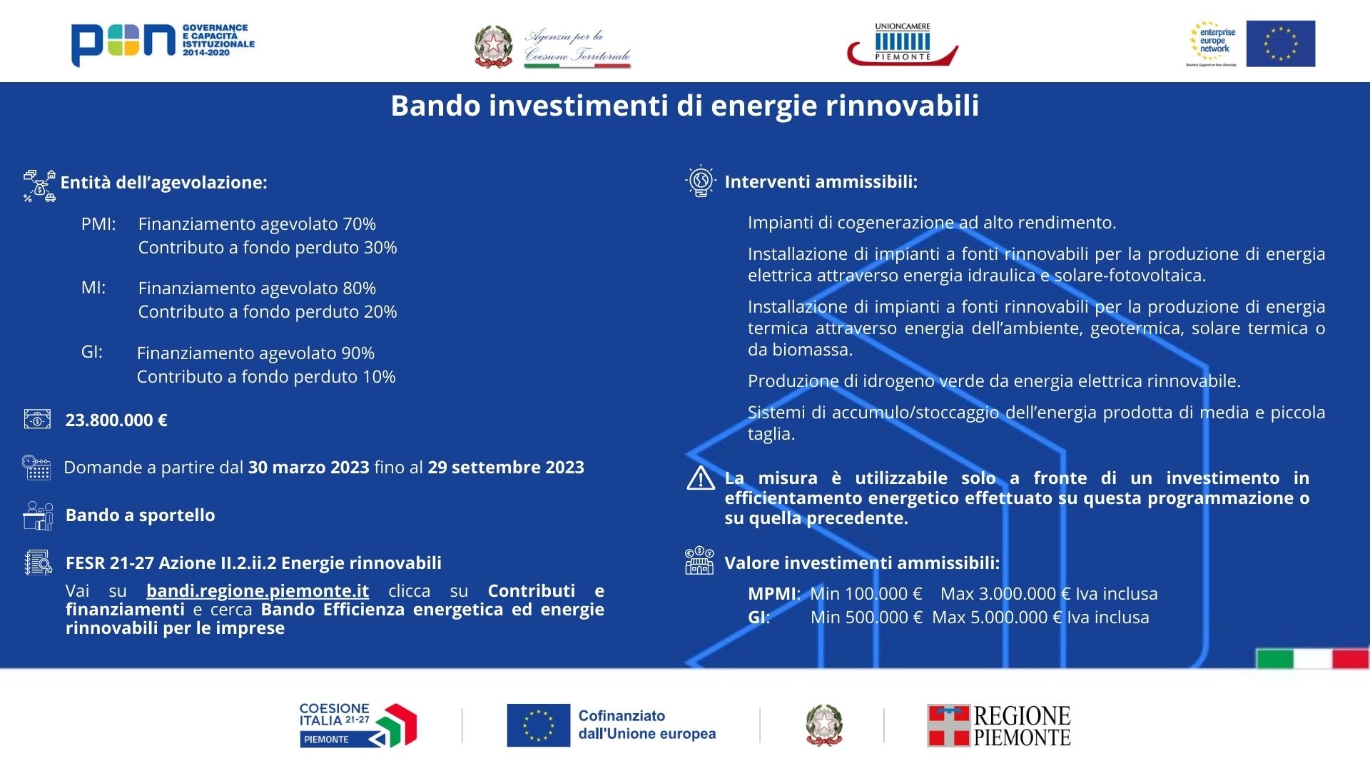Bando investimenti di energie rinnovabili_Infografica